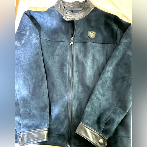 AUTHENTIC ARMANI Collezioni  Blue Suede Italian Jacket - Picture 1 of 16